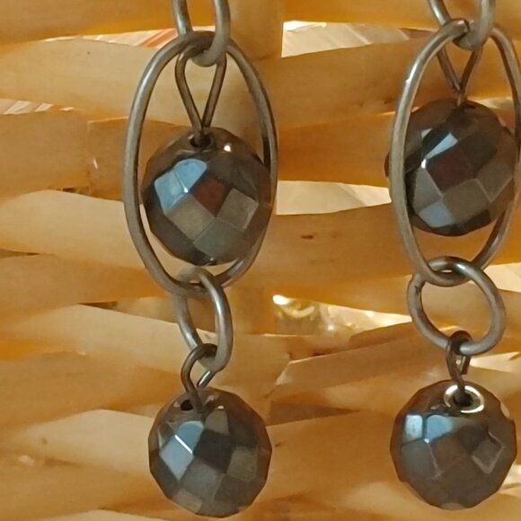 5/$25 Vintage Hematite Beading Dangle Earrings 2.25 inch - Picture 6 of 7